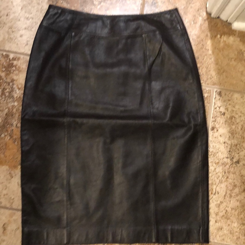 Brown leather skirt